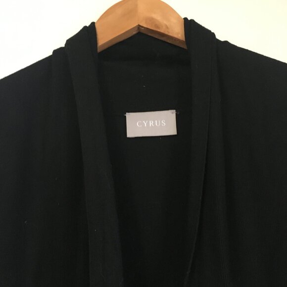Cyrus Black Rayon Open Cardigan Size Large | Rounded Hem Career Wear Sweater - Picture 4 of 10